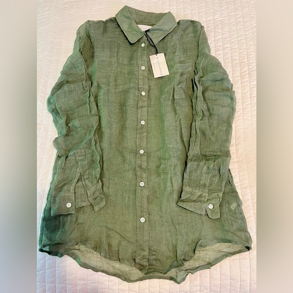 Solid&striped Linen Button Down Shirt - Picture 1 of 2